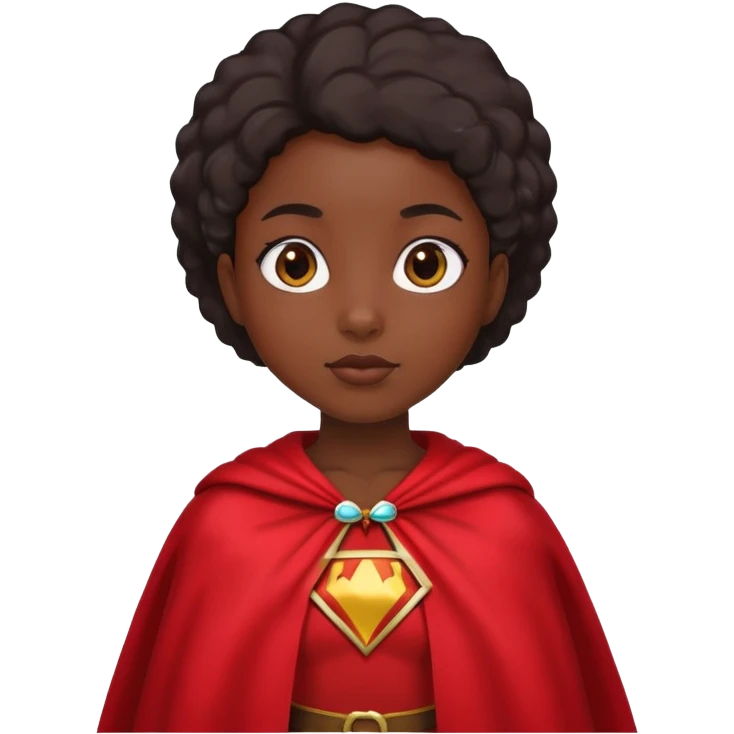 black girl in red cape emoji