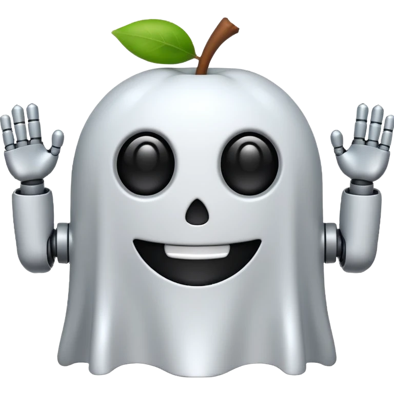 robot ghost emoji, cute and simple, apple style emoji