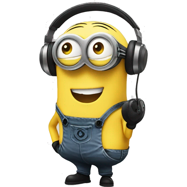 minions wearing headphone partying and smiling emoji