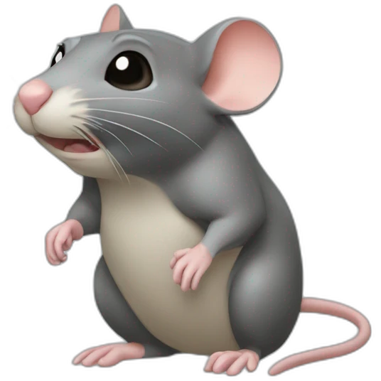 Un rat sur le dos d'un puant emoji