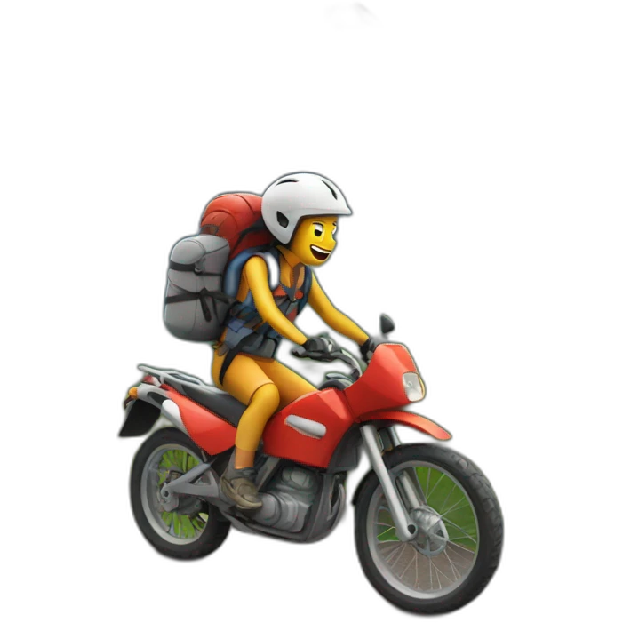 Adventurer traveling on a bike on a volcano emoji
