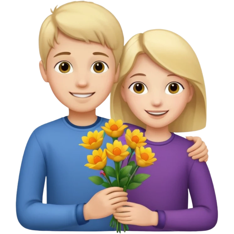 Boy namned Edvin holds flowers and gives it to Linnea emoji