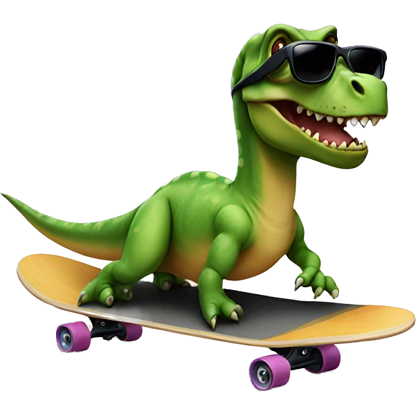 Dinosaur with sunglasses riding a skateboard  emoji