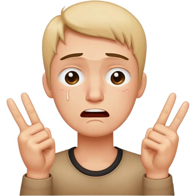 Crying emoji with two middle fingers emoji