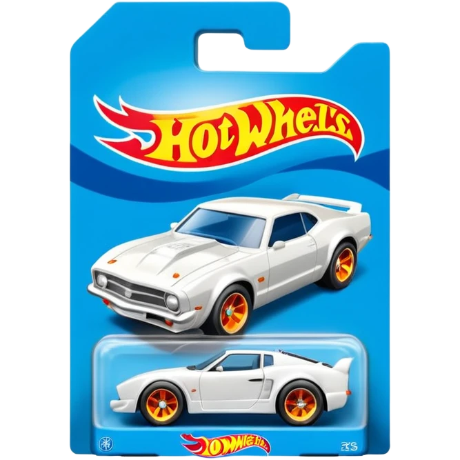 Машинка HotWheels белого цвета в классической упаковке HotWheels. emoji