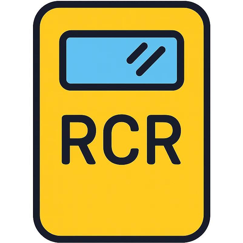 riot shield with the word RCR in white and a glass viewing window, clear and bold design emoji