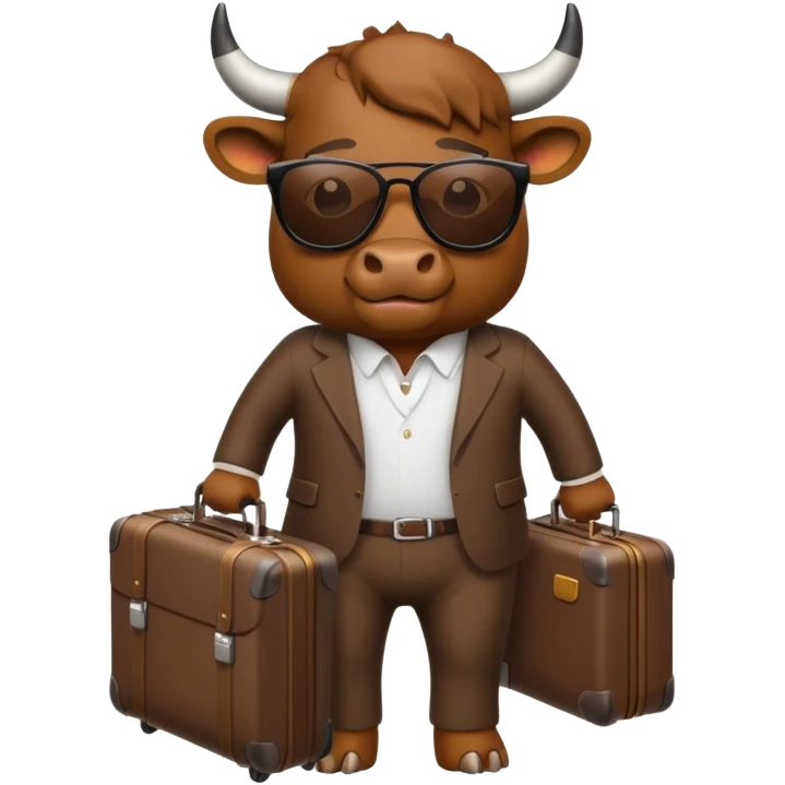 generate an emoji of a bull that is travelling. maybe wearing sunglasses or drinking a drink or carrying a suitcase emoji