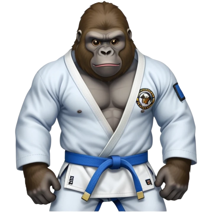 Gorilla in a jiu jitsu gi with a blue belt emoji