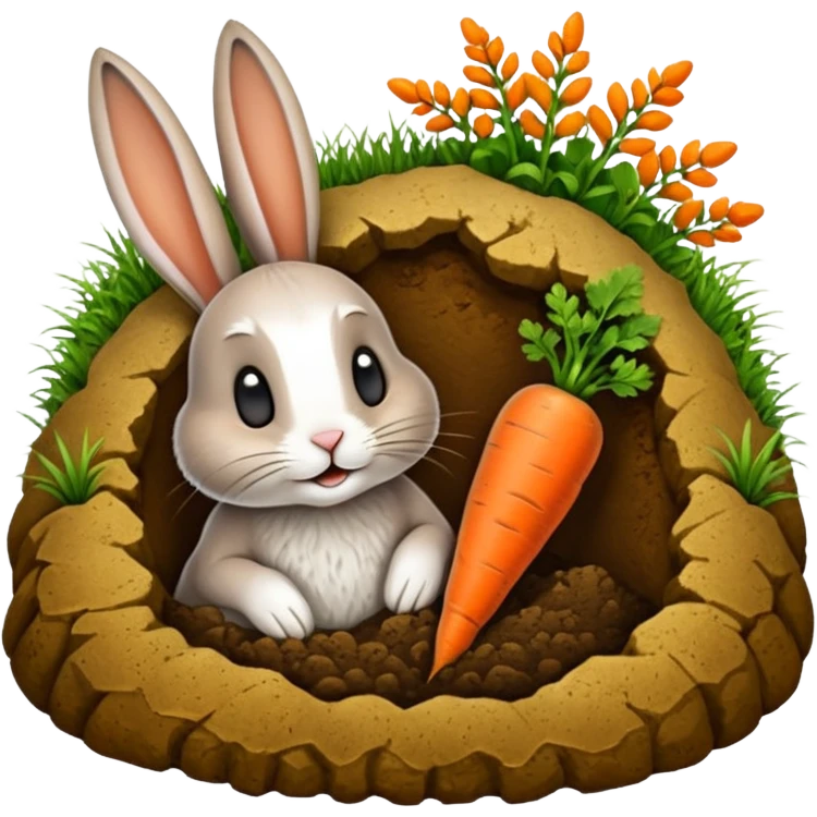 Rabbit burrow, carrot outside emoji