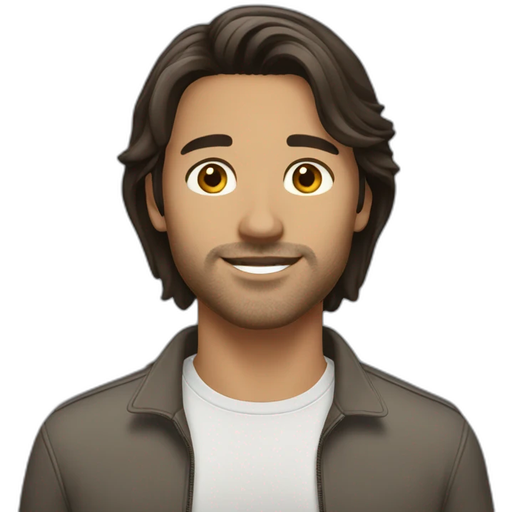 brunette man medium hair emoji