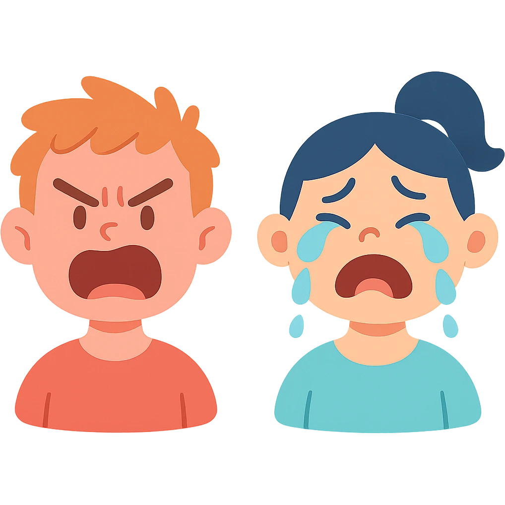 angry and crying face in pastel toon style emoji