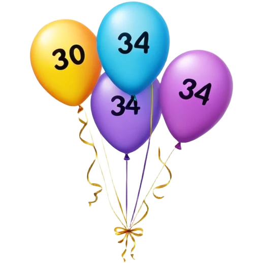 Balloons that say 34 emoji