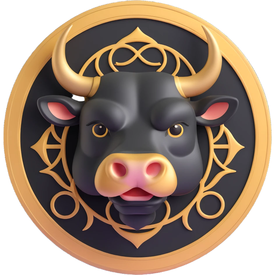 3D circular pattern, black-gold stylized bull motif, Lamborghini style, no brand name emoji