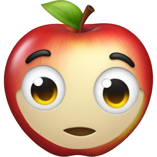 a apple with a face emoji