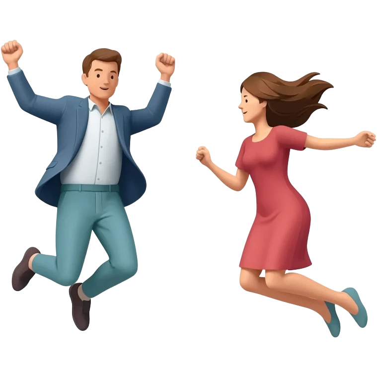 Man and woman jumping off building emoji