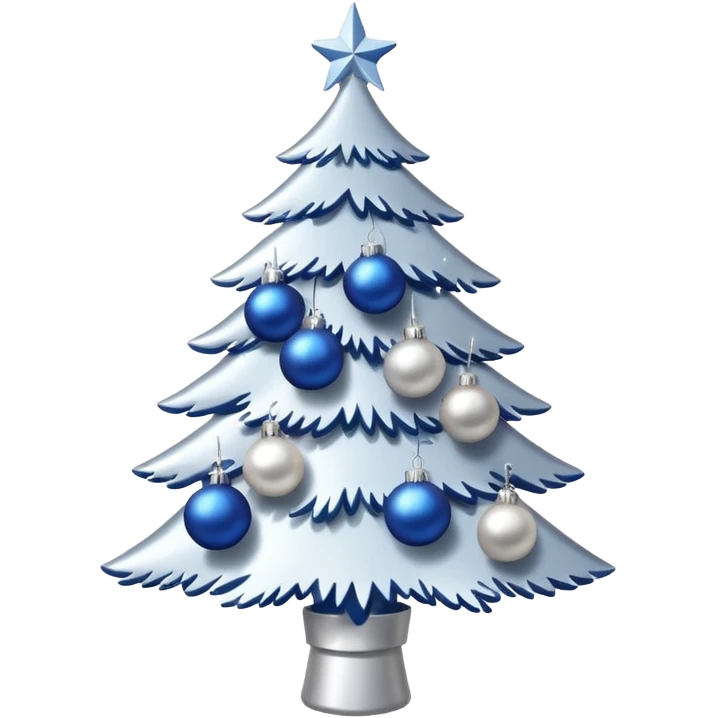 White christmas tree withe blue and silver decoration emoji