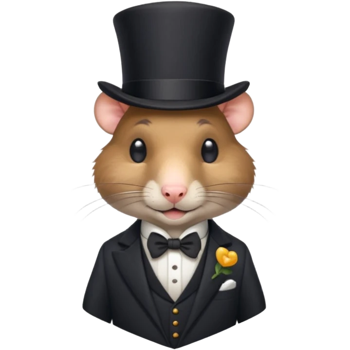 fancy rat with a smug smirk, wearing a top hat, monocle, and suit, emoji style emoji