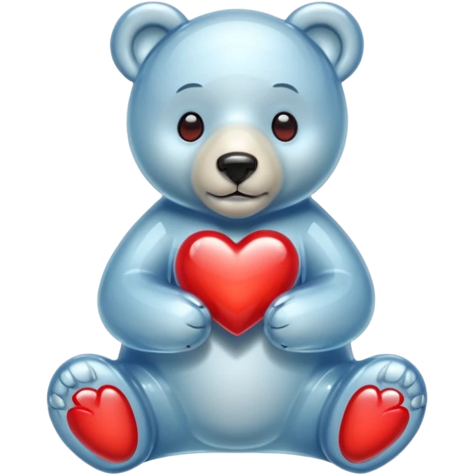glass bear with a red heart emoji