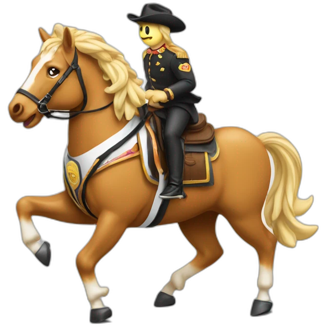 Poutine sur un cheval qui danse emoji