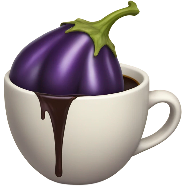 Eggplant drips into coffee emoji