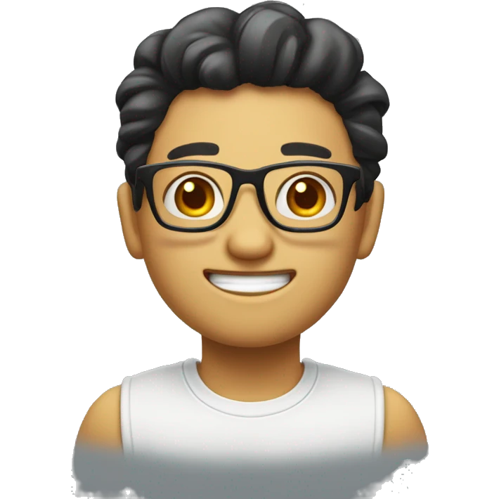 Simple emoji with mongolean face soo cute with glasses on sooo beautiful smiling emoji