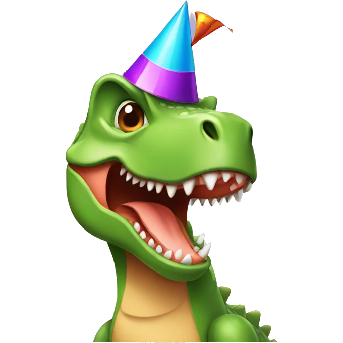 Dinosaur with party hat emoji
