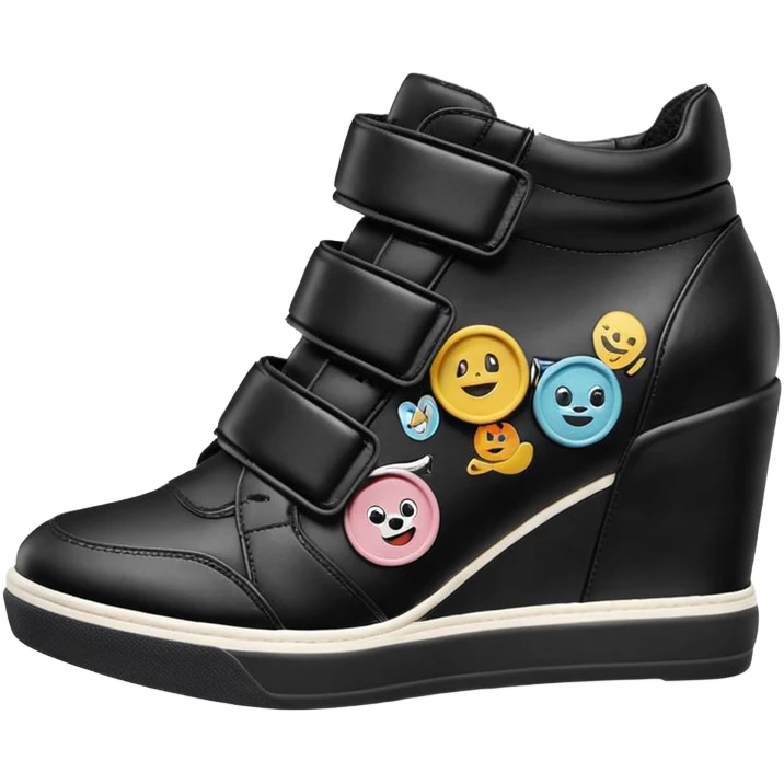 steve madden wedge sneakers hook and loop strap emoji