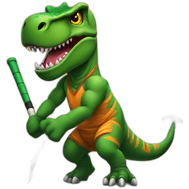 Tiki T-rex street hockey fun emoji