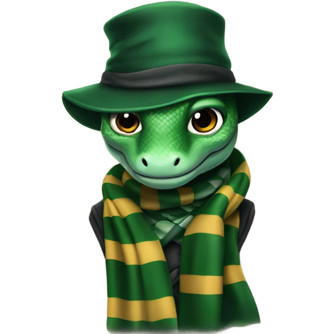 slytherin snake with slytherin scarf and hat Hogwarts emoji