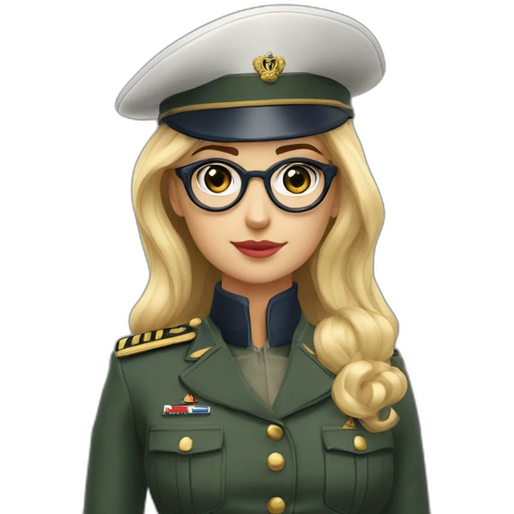 maeva sergent militaire francais blonde yeux bleu et lunettes emoji