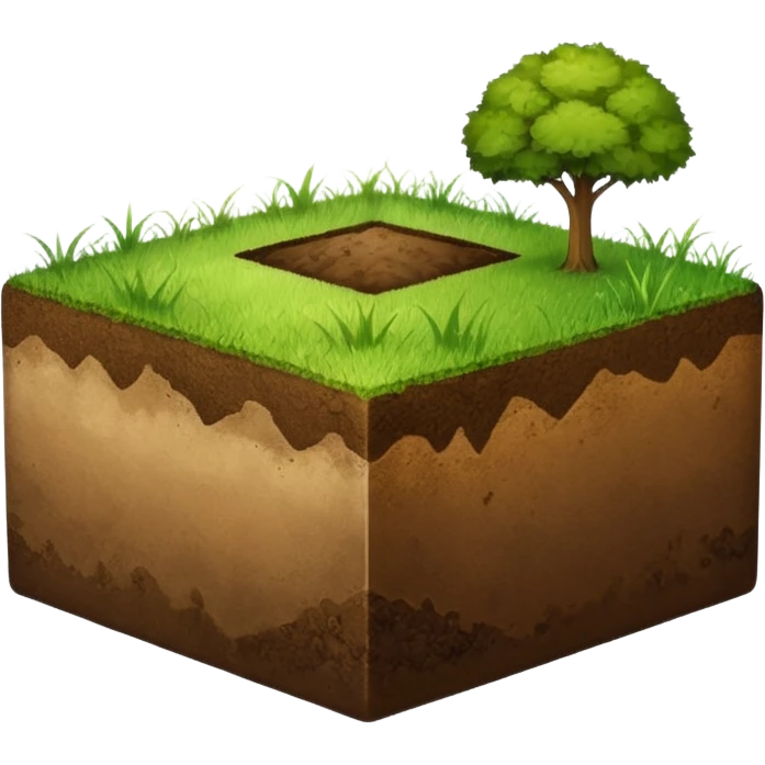 A slice of land. grass on top, dirt on the lower half. in the shape of a half-cube.  emoji