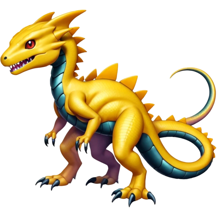 Shiny Iridescent Agumon-Genesect-Salandit-Fakémon-hybrid-creature (full body)  emoji
