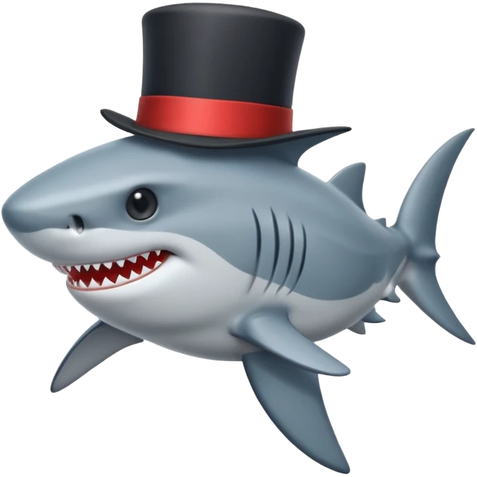 Shark with a top hat emoji