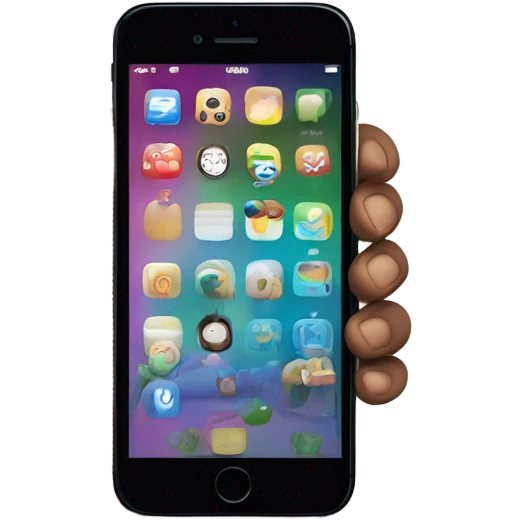 hand holding iPhone emoji