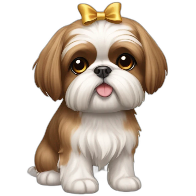 Dog Shih Tzu with a bow on head full-body emoji