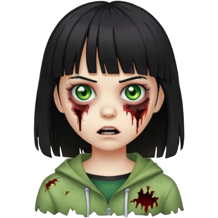 girl zombie with half black hair with bangs  emoji