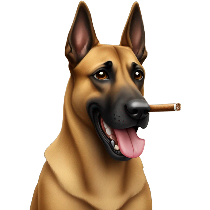 Tough Belgian malinois smoking a cigar  emoji