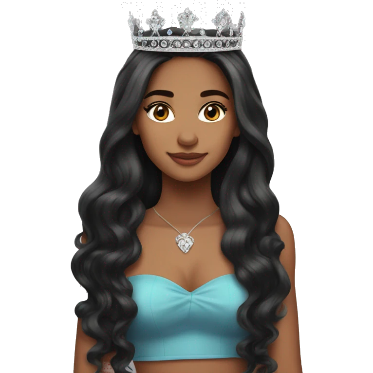 Latina princess tiara long hair black emoji