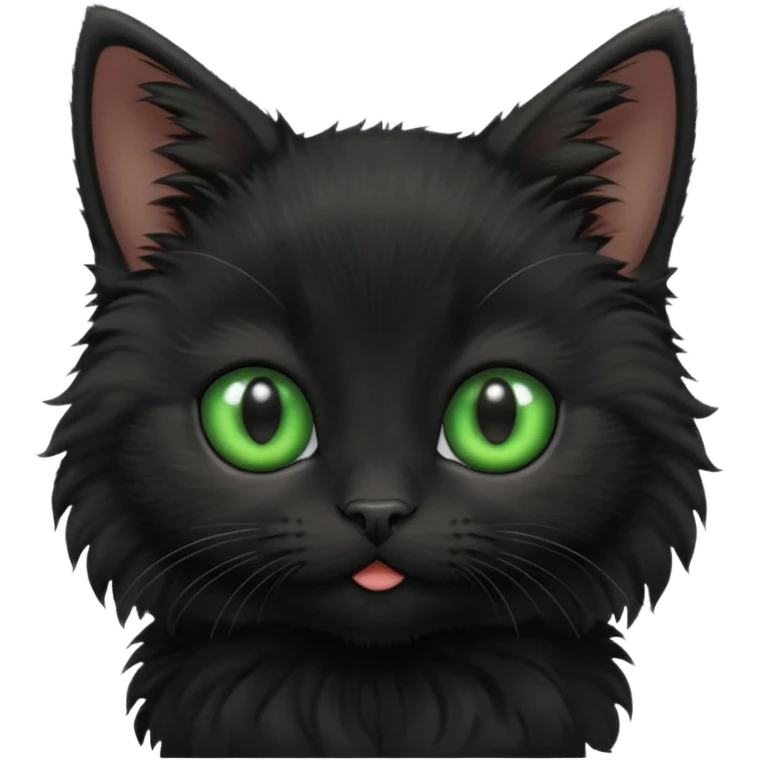 A photo-realistic digital illustration of a black kitten emoji