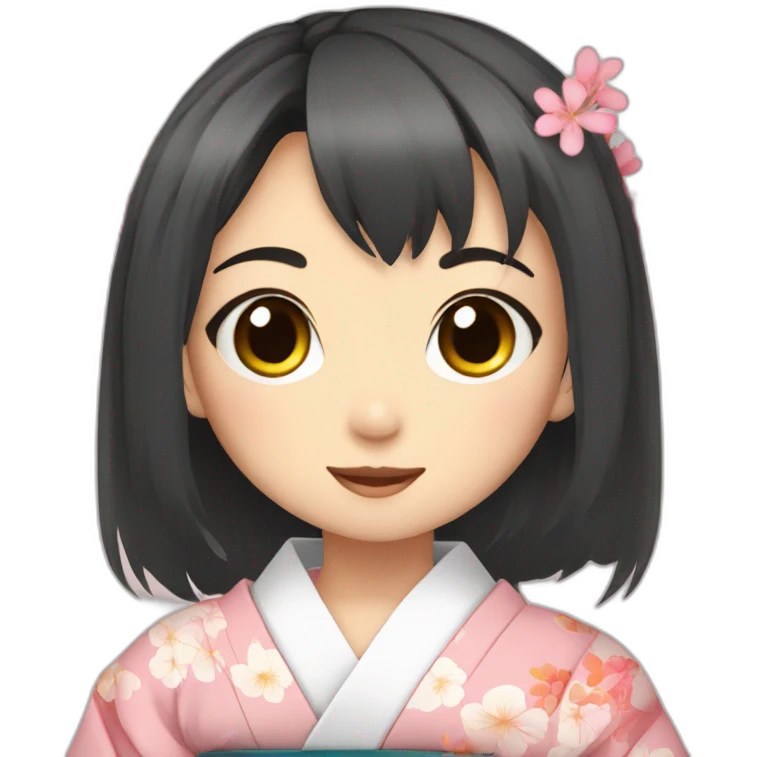 Cute anime girl in a kimono emoji