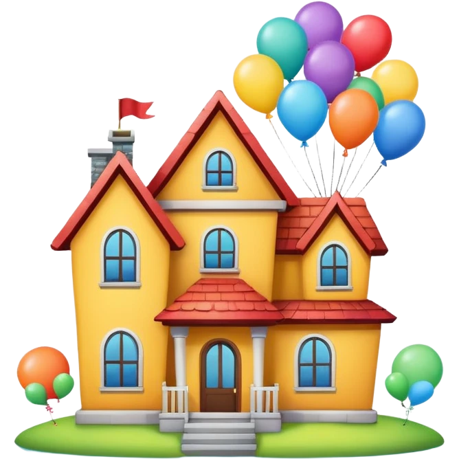 house with balloons on top emoji