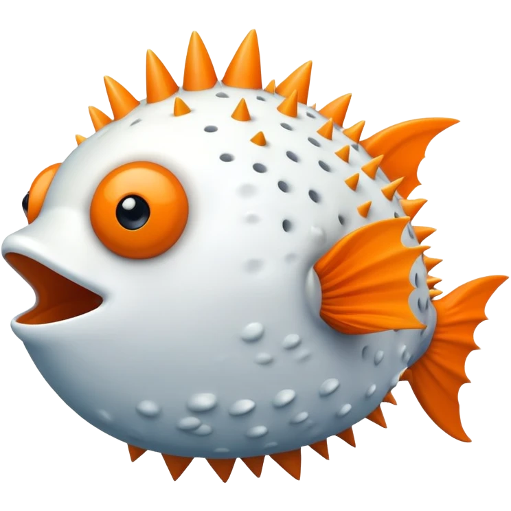 A blowfish puffs up to protect itself, showing off its spiky charm in the ocean emoji