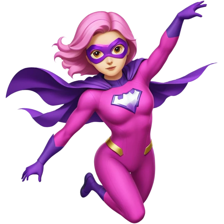 pink violet woman superhero flying emoji