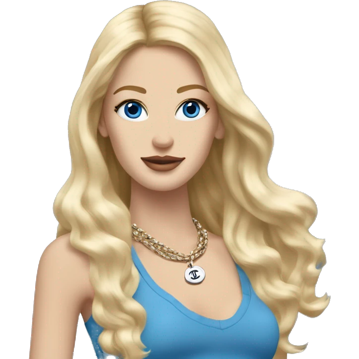 Long Blonde hair Chanel white Girl blue eyes with Birkin bag and Chanel necklace emoji