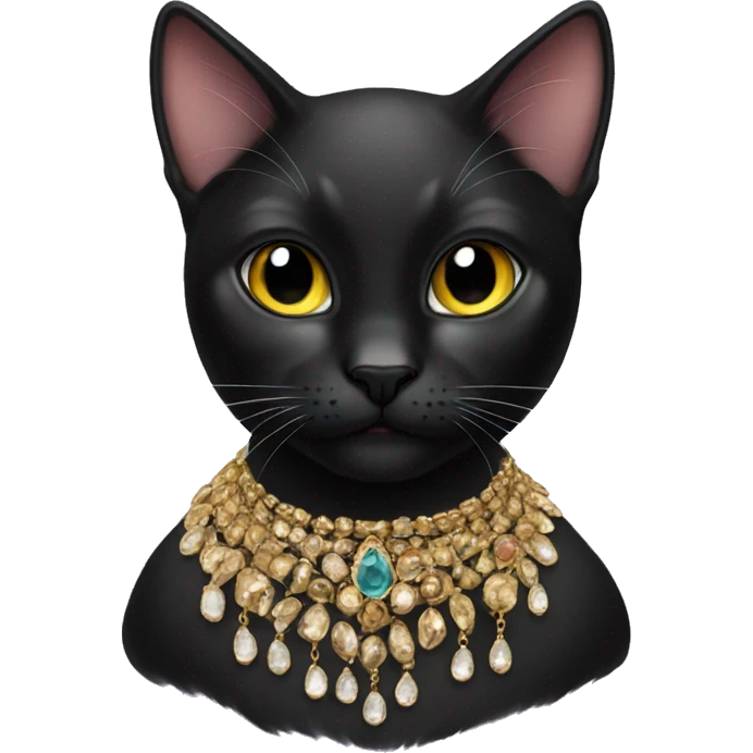 black cat with jewellery  emoji