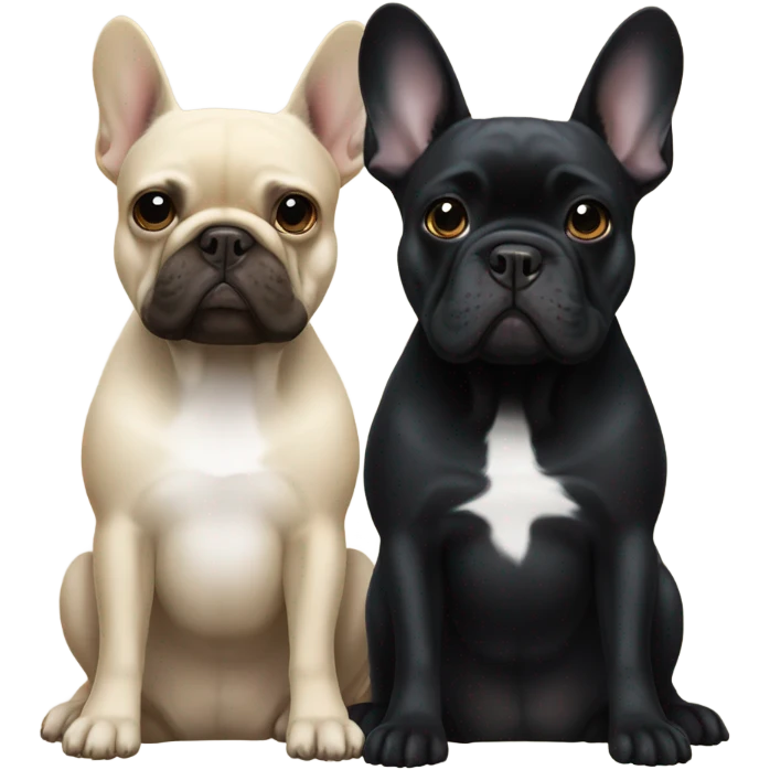 frenchie bulldog black with a black labrador  emoji