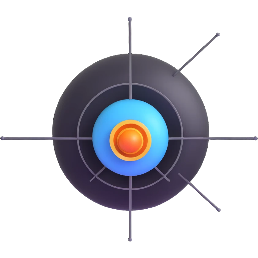 neutron approaching nucleus with cross section highlighted emoji