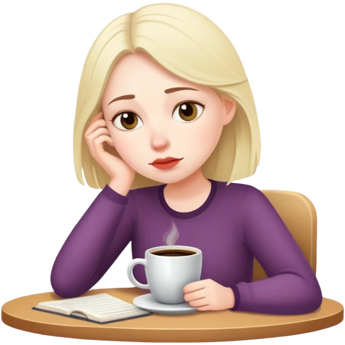 девушка писатель, которая очень устала и хочет тишины и кофе emoji