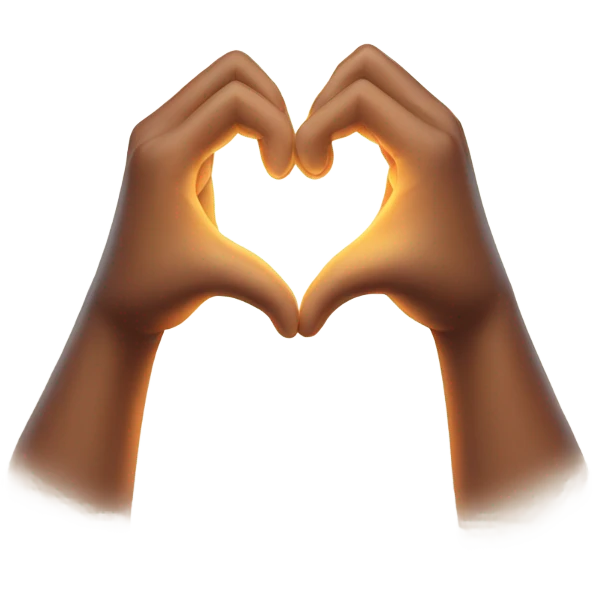 Two hands forming a heart or a warm, glowing heart wrapped in soft arms. emoji