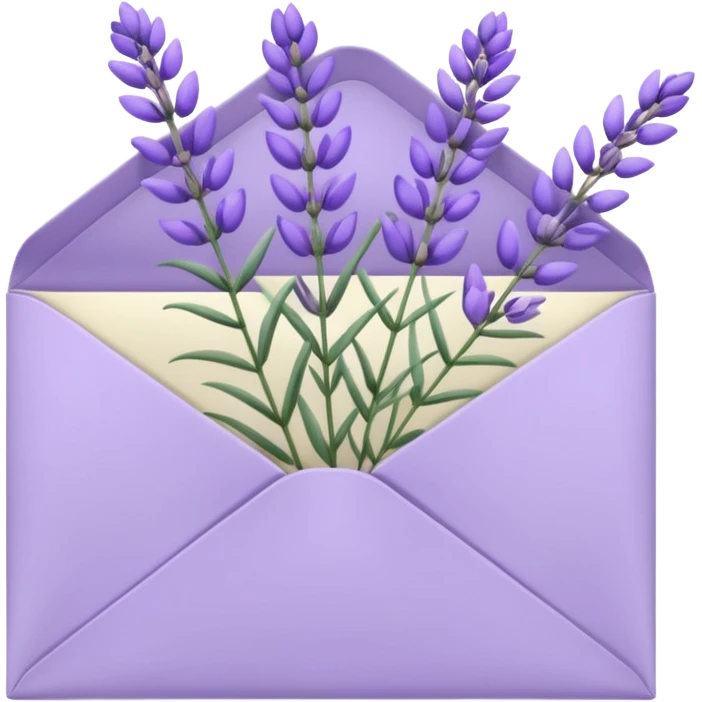 Pastel light whitish purple envelope with lavender flowers inside  emoji